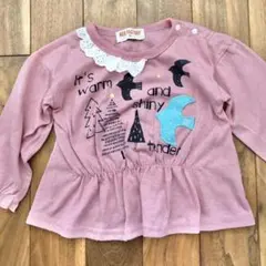 長袖ロンT トップス カットソー 90 女の子 北欧柄 ピンク