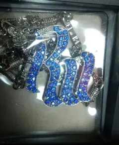 超激レアロカウェアデカロゴブルーダイヤネックレスhiphopBBOY50cent