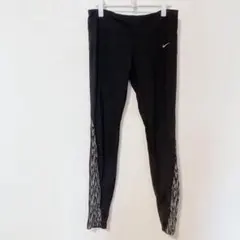 NIKE ナイキ DRI-FIT ランニングタイツ レギンス L ブラック 総柄