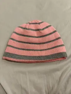 ovall ニット帽 ビーニー ピンク グレー ボーダー