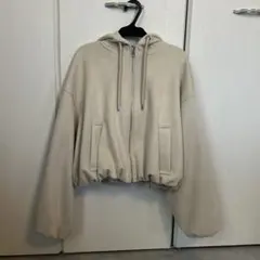 美品 ZARA ピンクベージュフード付きパーカー