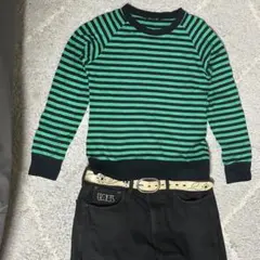 y2k archive grunge striped tee border - メルカリ