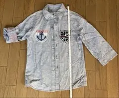 デニム風 7分袖 襟付きシャツ 140