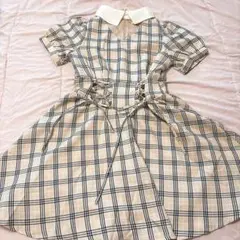 半袖 チェックワンピース