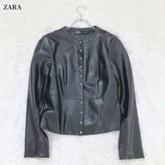 ZARA レザージャケット ブラック シンプル 大人 かっこいい おしゃれ