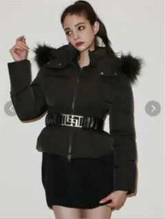 GYDAブラックショートダウンジャケットベルト付き