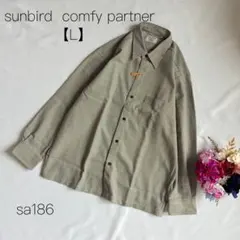 千鳥格子 総柄　長袖シャツ モノトーン ゆったり レトロ　バイカラー【L】