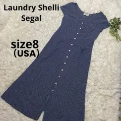 Laundry ネイビー ドット柄半袖ロングワンピース　アメリカ製　レア8サイズ