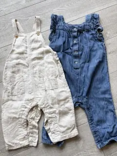 H&M 生成り素材&GAPデニムロンパース 70 2点セット