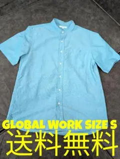 GLOBAL WORK 半袖 リネンシャツ ライトブルー SIZE Sのサムネイル