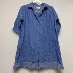 ブルー 五分袖 チュニック　M〜Lサイズ　ゆったり　爽やか