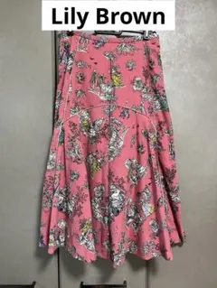 ピンク フレアスカート ミモレ丈 Lily Brown