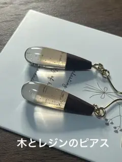 ウッドレジン　ピアス　気泡多めです