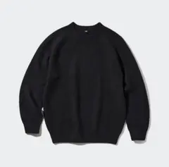 UNIQLO 3Dクルーネックセーター ブラック XXL