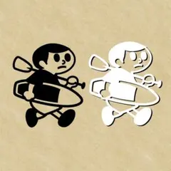 乗りノリ君SUP　サーフィン/アウトドアカッティングステッカー 2枚組