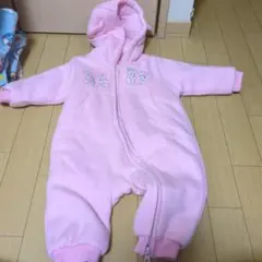 フリースロンパース ピンク BABY刺繍