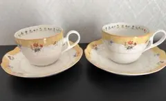 花柄ティーカップとソーサー 2個セット