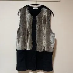 【美品】Y.U.R.I. ノースリーブベスト Lサイズ グレー　ファーベスト