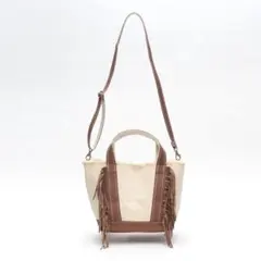 《美品》Ayako Bag フリンジトートバッグ 2way キャンバス キャメルのサムネイル