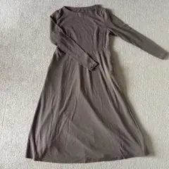 UNIQLO ポンチフレアワンピース L ブラウン