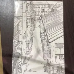 ポストカードサイズ　ボールペンイラスト　街並み