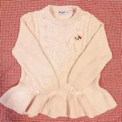 ミキハウス＊ニットチュニック＊トップス＊セーター＊うさこ＊リボン＊ピンク＊フリル