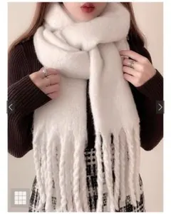 起毛フェイクウールフリンジボリュームマフラー fo1250