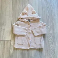 GAP ベビーピンクくま耳フードカーディガン80