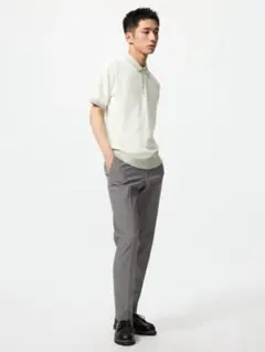 美品 25年モデル ユニクロ 感動パンツ ウールライク グレー w79