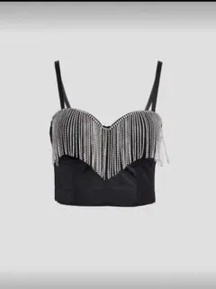 ビーズ装飾 ブラック ベアトップ