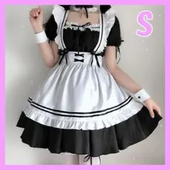 メイド服 コスプレ ロリータ コスチューム S サイズ 付属品 6点セット