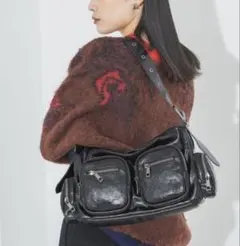 ジーナシス JEANASIS 4ポケット ワンショルダーバッグ ブラック