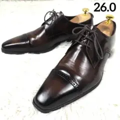 極美品✨ ジャンフランコジョバンニ ドレスシューズ 外羽根 ストレートチップ 茶のサムネイル