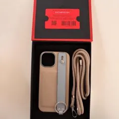 BONAVENTURA/ベージュ レザー iPhoneケース ストラップ付き