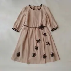 ギャラリービスコンティ ワンピース 花　ひざ丈 ベージュ 七分袖 2