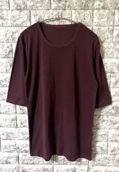 【未使用品】 無地 五分袖カットソー 臙脂色 インナー重ね着 XL