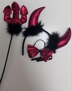 デビル コスプレ 3点セット カチューシャ 蝶ネクタイ スティック