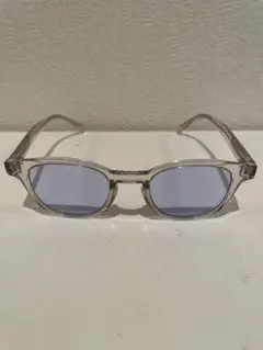 クリアフレーム ブルーレンズ ラウンドサングラス