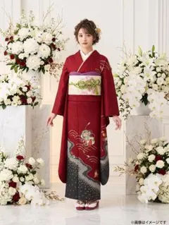 高級振り袖　フルセット　刺繍半襟付長襦袢　成人式　綸子　刺繍入り　絞り入り　56のサムネイル
