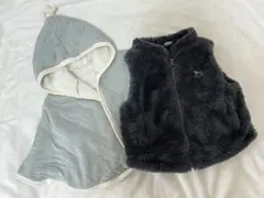 ベビーアウター　フード付きポンチョ・ベストセット