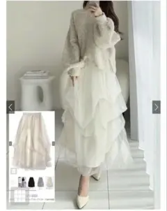 ボリュームチュールフレアロングスカートdk1550