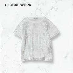 a4223 グローバルワーク カットソー 白 M レース ドッキング 半袖 春夏のサムネイル