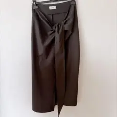 すぐ発送★amel リボンタイラップスカート グレー