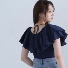 ★タグカット新品未使用★定価8,910円ラッフルフリルドッキングニット