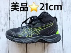 ASICS スニーカー 21cm ブラック/グリーン