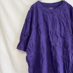 bcg【L】Tシャツ100%コットン　半袖トップス無地シンプル　ダークパープル