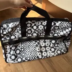 LeSportsac モノクロ花柄 ボストンバッグ