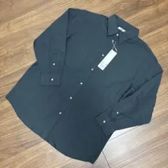 新品　タグ付き　UNIQLO コットン　ロングシャツ　ダークグレー 長袖　XXL