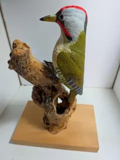 一点物 野鳥アカショウビン 彫刻 木彫り リアルバードカービング