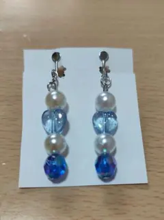 ハートビーズイヤリング